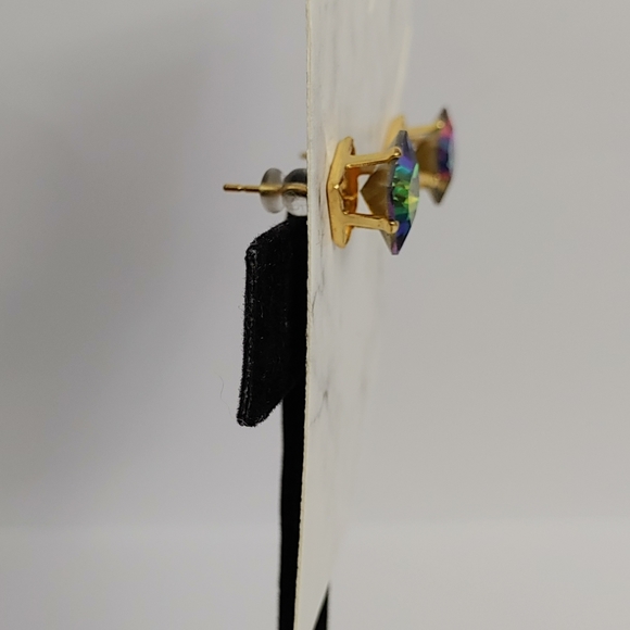 Colorful Iridescent Square Earrings - Picture 3 of 4